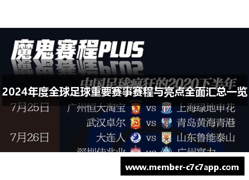 2024年度全球足球重要赛事赛程与亮点全面汇总一览 2024年度全球足球重要赛事赛程与亮点全面汇总一览