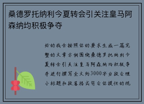 桑德罗托纳利今夏转会引关注皇马阿森纳均积极争夺 桑德罗托纳利今夏转会引关注皇马阿森纳均积极争夺